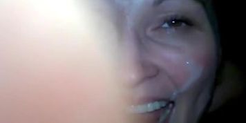 Facial cumshot for cute french girl