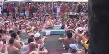 NEBRASKACOEDS - dantes pool wet tshirt pole contest during fantasy fest 2013