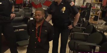 Hot and horny female cops going real rough on a black guy
