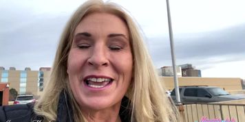 Hot Blonde MILF Takes Advantage of Parking Garage to take a piss