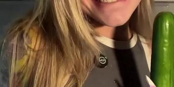 Solo girl uses vegetables for anal and vaginal play with urination