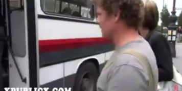 Handcuffed babe blowjob in bus