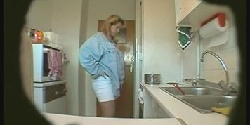 Bitch Uses Ladle To Stir Her Pussy