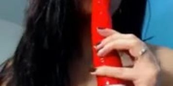 Sexy girl loves to lick favorite dildo