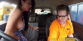 Fake Driving School Posh cheating wife with great boobs has loud orgasms