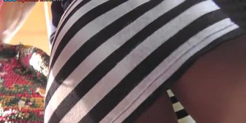 Hot upskirt porn with amazing gal in a public place