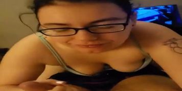 Busty emo sucks for cum