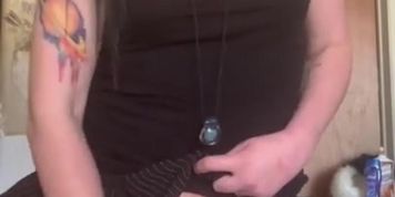 Naughty emo chick, masturbates over the mirror, ends with butt plug ass to mouth