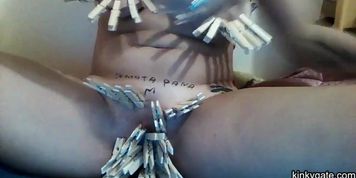 obey orders with body full of clothespins