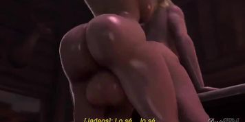 DesireSFM - triss Merigold futanari enorme cazzo delizioso sesso intenso, bocca piena di sperma animazione 3D