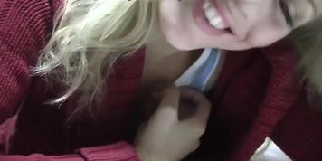 blonde has sex in bathroom