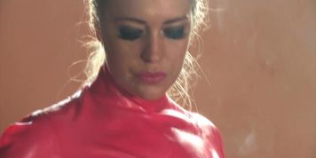 Xena Chain Smoking B And H 100s In A Pink Latex Dress - Smoking-Models