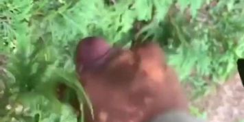 Landscaper takes a break and jerks off in the woods