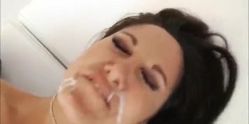 Cum swallowing horny sluts are drenched in warm sticky spunk