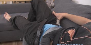 Flexible solo fetish twink jerks off