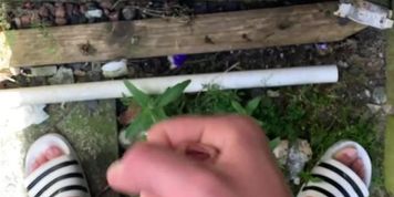 British teen boy jerks off and cums outside on the wall (OUTDOOR CUM) (BritishAmateur)