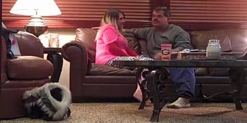 Blonde wife penetrated by her plump lover