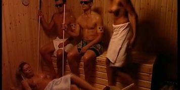 Danish sauna comedy skit with topless girls