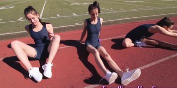 Sporty teen lesbians lick