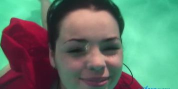 Brunette Wetlook & Underwater Breath Hold in Red Sweater