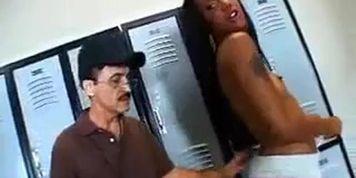 Ebony slut gets fucked by old teacher