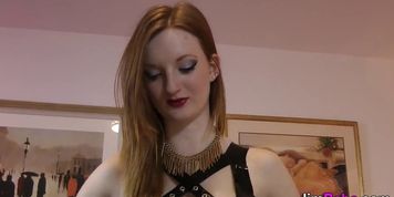 Latex teen gets cumshot