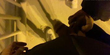 Strolling in public, submissive guy grabbed by the balls