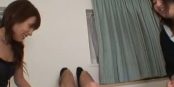 two girl licking and saliva 2