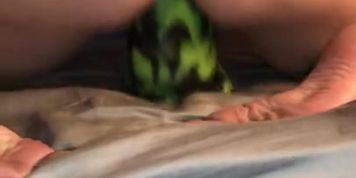 Stretching my pussy with large Bad Dragon 