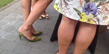 slingback high heels shoeplay candid