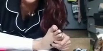Cute Brunette Feet & Shoes Live Show