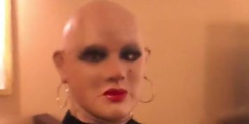 Krystal Unmasks! (female mask, trans, crossdressing, transformation, unmasking) (RubberDoll)
