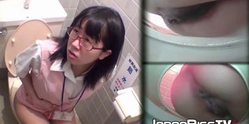 JAPAN PISS TV - Young Japanese sluts pissing in public toilet with spy cam