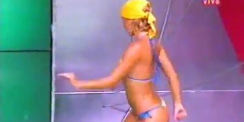 cute brazilian girl dancing in a bikini