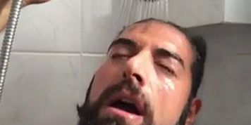 Horny italian hairy bear wants to screw in the shower
