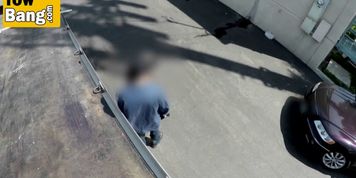 Redhead sucks big cock in a parking lot to avoid her car from getting towed