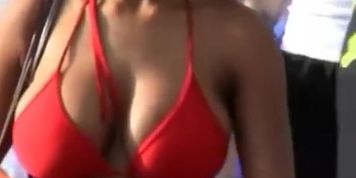Busty ebony big boobs bouncing