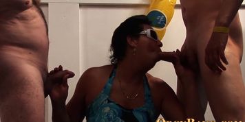 Amateur gets group banged