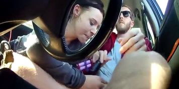 Public blowjob in car amateur young brunette from DateFree.eu