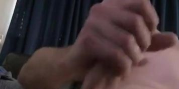 Ripped boy cums rough solo masturbation