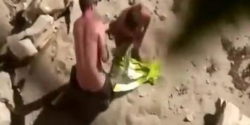Woman fucked rough in the beach