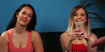 Clothed babes watch creep