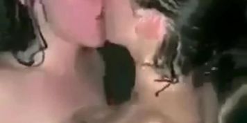 Lesbian Teens Kiss in Hot Tub