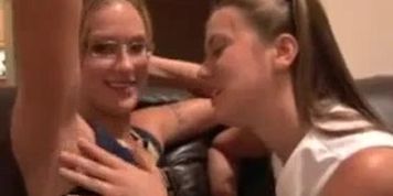 Cheerleaders lick and smell each other's armpits