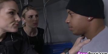 Maggie Green and Joslyn teach black snatcher lesson by forcing him to fuck them in threesome