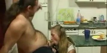 BritishTeen Daughter seduce father in Kitchen for sex