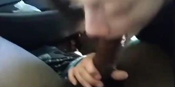 White thot bitch giving BBC fire head in car