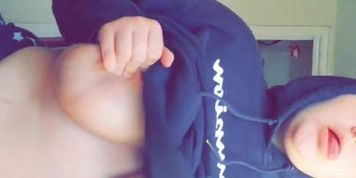 Hot, Chubby Teen Plays W/ Big Boobs While Dancing To Music