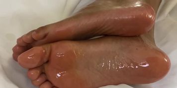 Oiled Black Feet, Masturbation, Squirting & White Dick Fucking