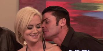 Lovely wife facialized in front of hubby